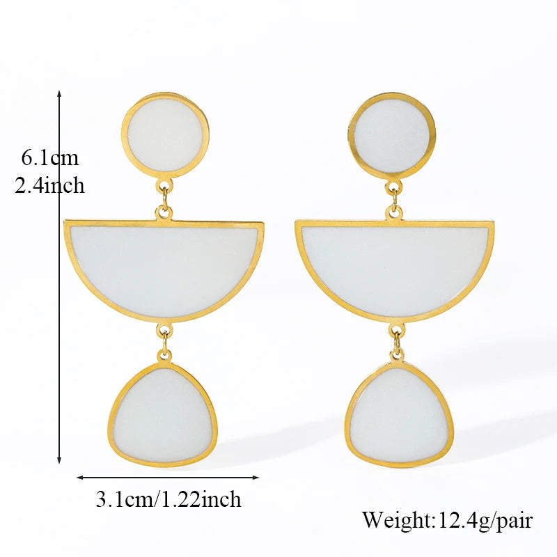 EILIECK 316L Stainless Steel Exaggerated Four-Leaf Flower Earrings For Women Girl Fashion Ear Jewelry Holiday Gift Bijoux Серьги
