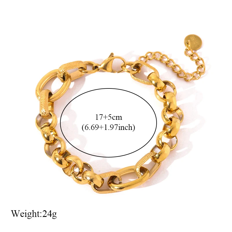 EILIECK 316L Stainless Steel Gold Color Thick Chain Bracelet For Women Men New Trendy Waterproof Wrist Chain Jewelry Gift Party