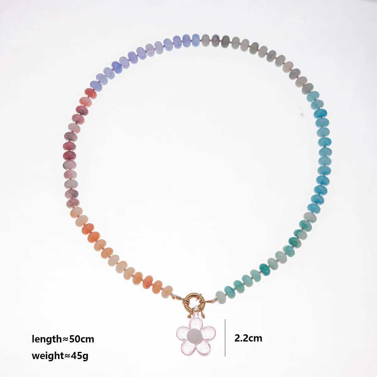 2026 Handmade Acrylic Rainbow Flower Colorful Beaded Necklace Summer Beach Dopamine Necklace Gift