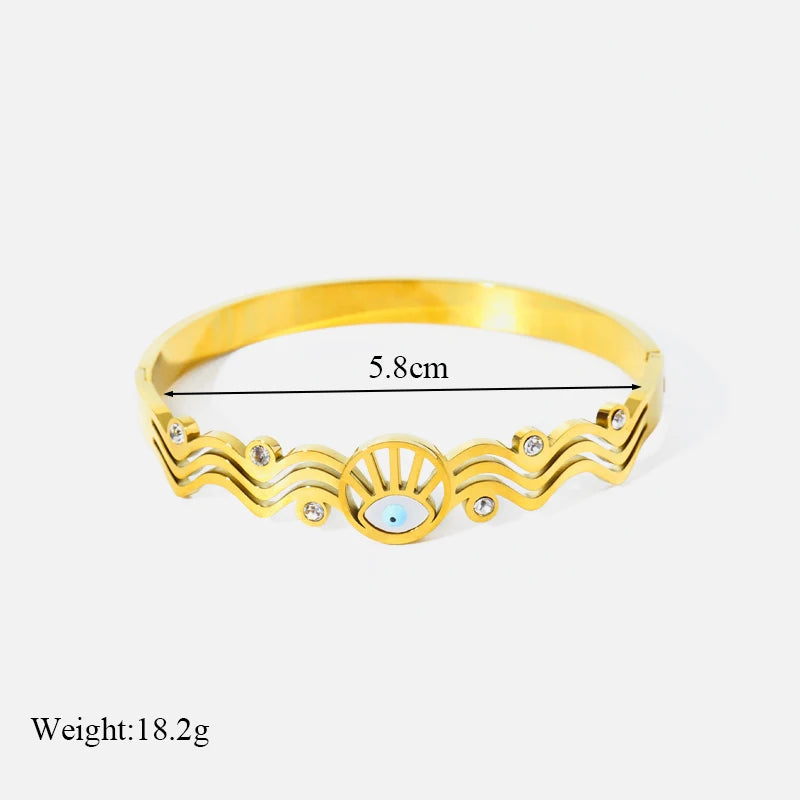 EILIECK 316L Stainless Steel Gold Color Twisted Bangles For Women New Trendy Adjustable Bracelet Waterproof Jewelry Gift Party
