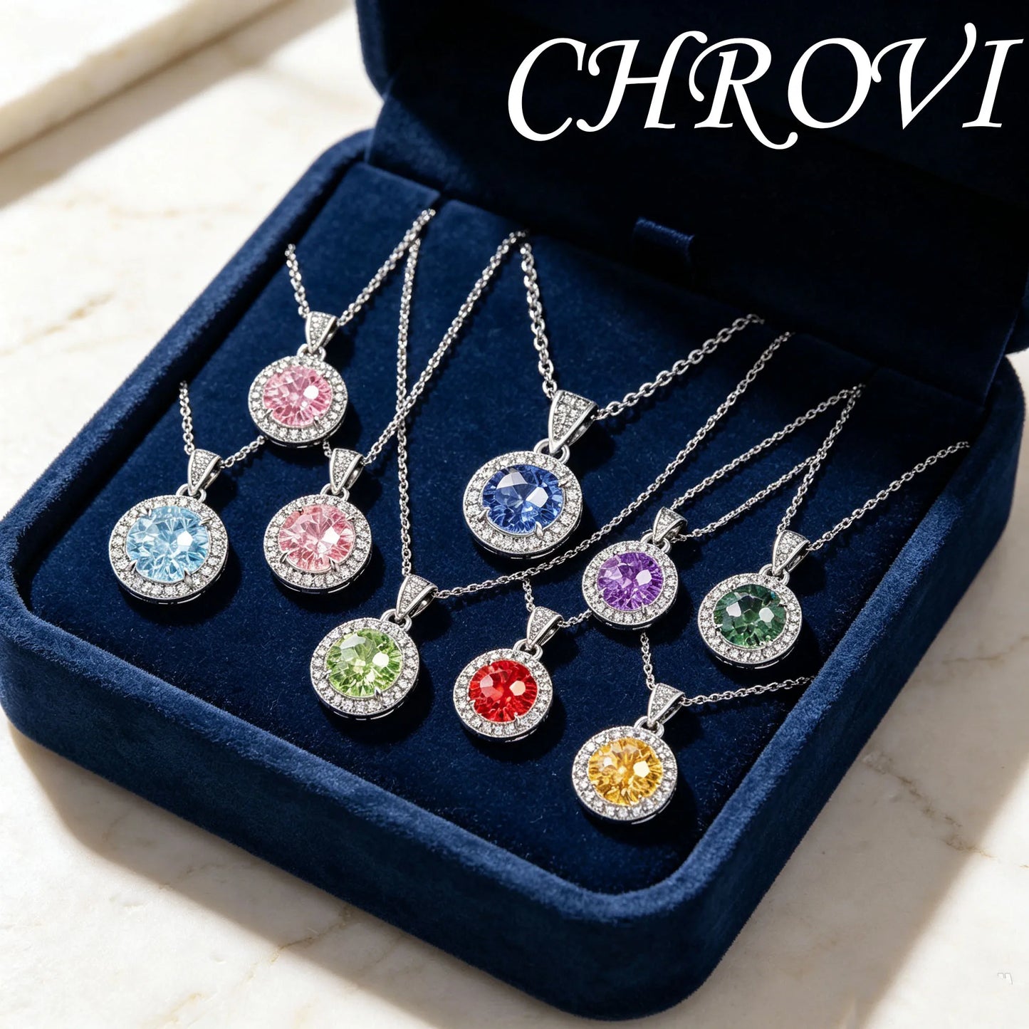 Luxurious 925 sterling silver gemstone princess square pendant necklace - fashionable and versatile