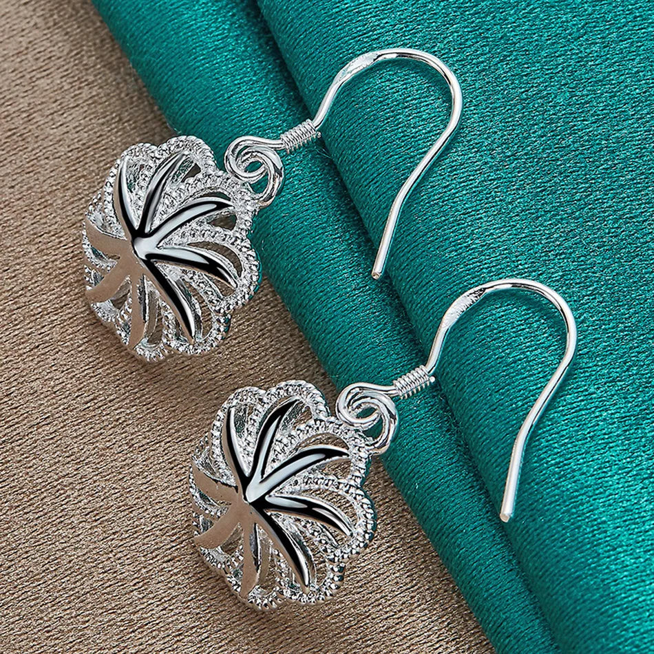 URMYLADY 925 Sterling Silver Flower Earrings For Women Wedding Engagement Party Fashion Jewelry