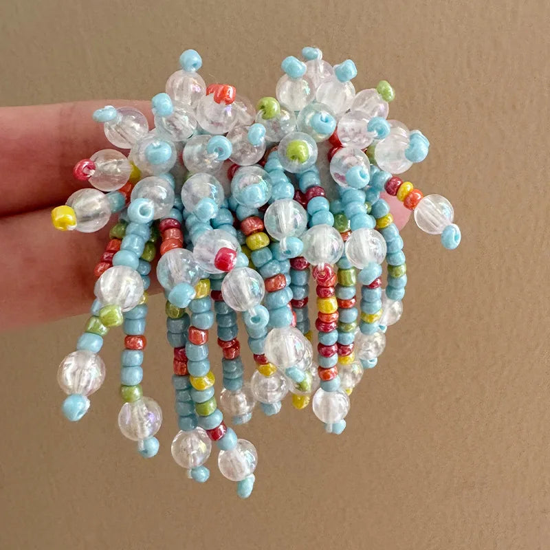 Colorful Beads Earrings for Women Summer Beach Style Flowers Sweet Jewelry Fashion Vacation Retro Pendientes Mujer