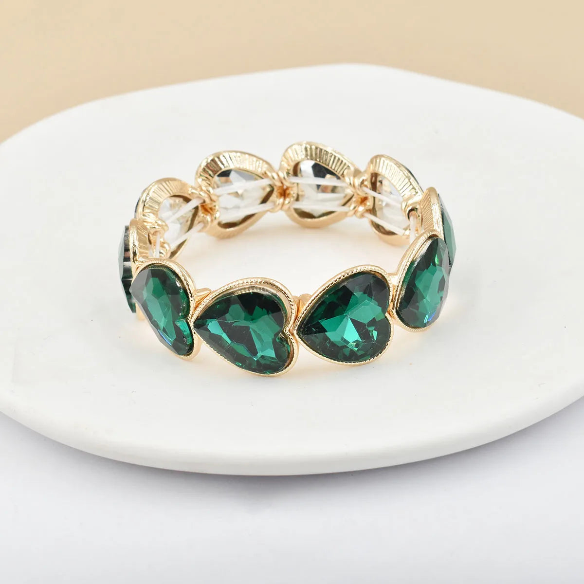 2026 New fashion crystal Women bracelet geometry thread red white blue charms elastic band heart shaped glass Atmospheric Love