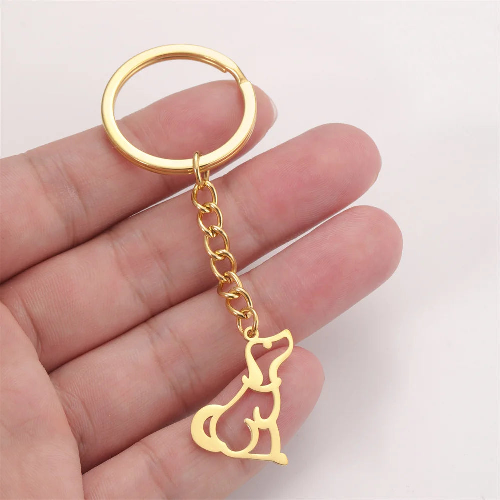 Cute Dog Samoye Keychain for Women Men Stainless Steel Dachshund Puppy Animal Lovers Key Ring for Car Backpack  Jewelry Gifts
