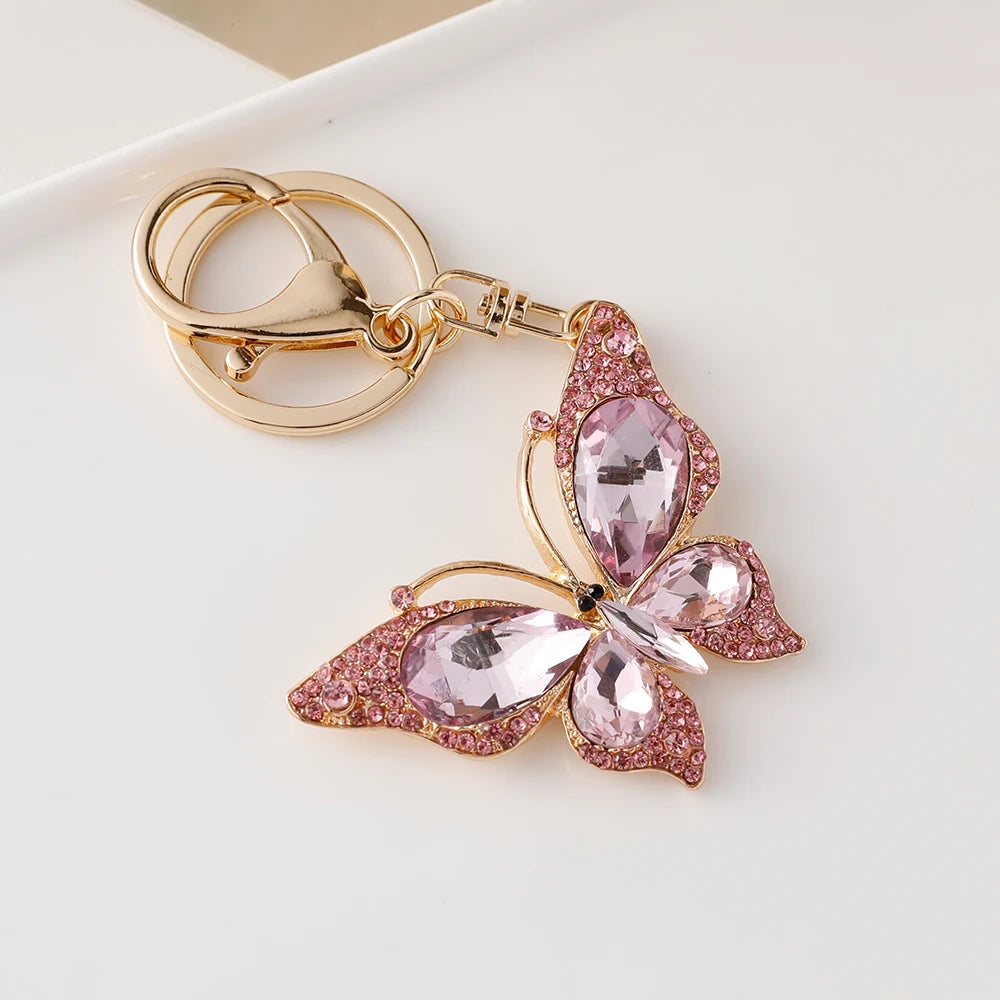 EASYA 2024 New Butterfly Keychain Collection Rhinestone Crystal Inlaid Car Pendant Handicrafts