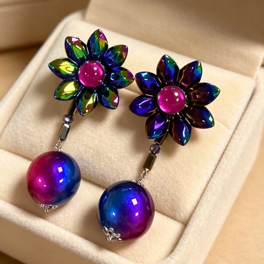 Resin Flowers Women Earrings Vintage Versatile Light Luxury Korean Fashion Jewelry Elegant Minimalist Aretes De Mujer