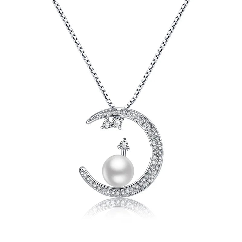 925 Sterling Silver Necklace Pendant 5A zircon Moon High Quality Fashion Jewelry For Women Men Wedding Birthday Party Gift