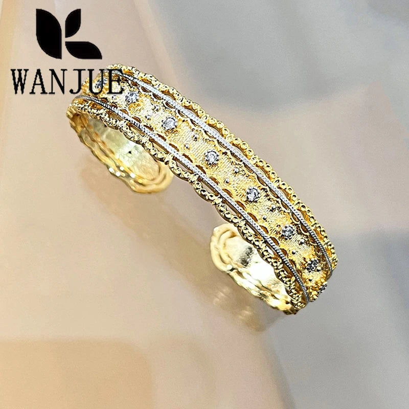 Women's fashion luxury Italian court style Manli wreath bracelet woven pattern carving paint craft jewelry party gift