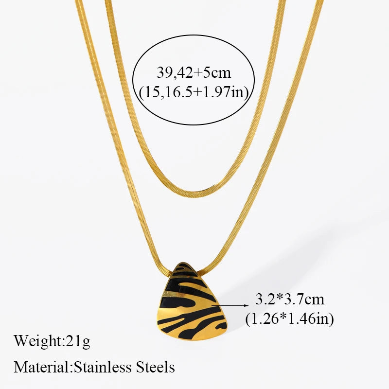 EILIECK 316L Stainless Steel Metal Geometric Heart Pendant Necklace For Women Gold Color Multilayer Neck Chain Jewelry Lady Gift