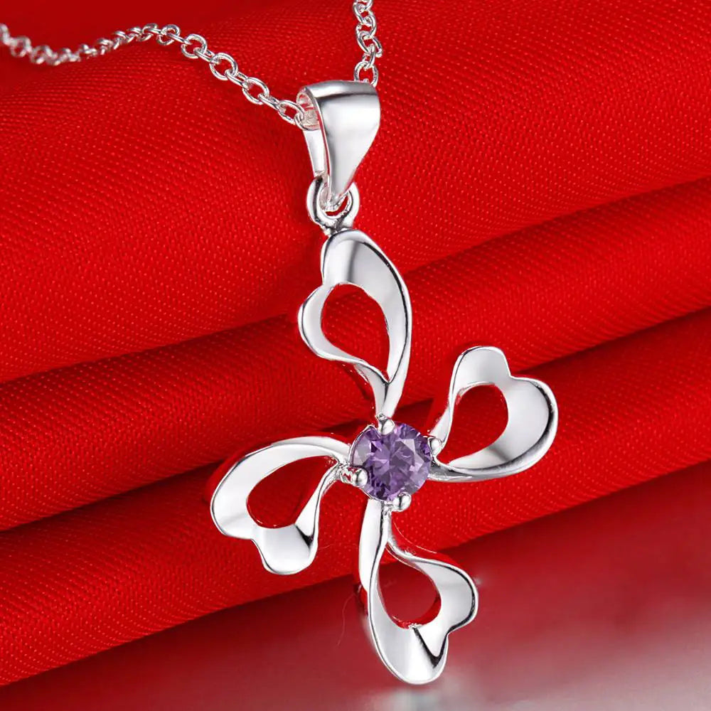New 925 Sterling Silver Necklace Pendan Cross Beautiful For Women Exquisite Student Girlfriend Jewelry Accessories Wedding Gift