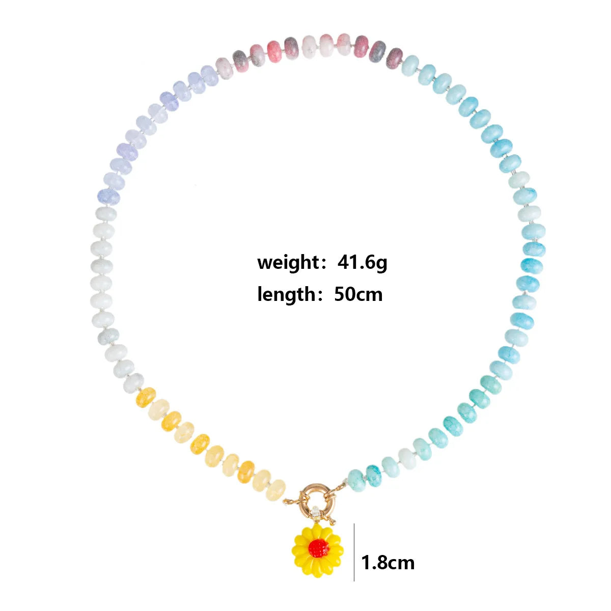 Handmade Colorful Glass Beaded Flower Neckalce Stainless Steel Geometric Natural Stone Pendant Choker Summer Beach Jewelry Gift