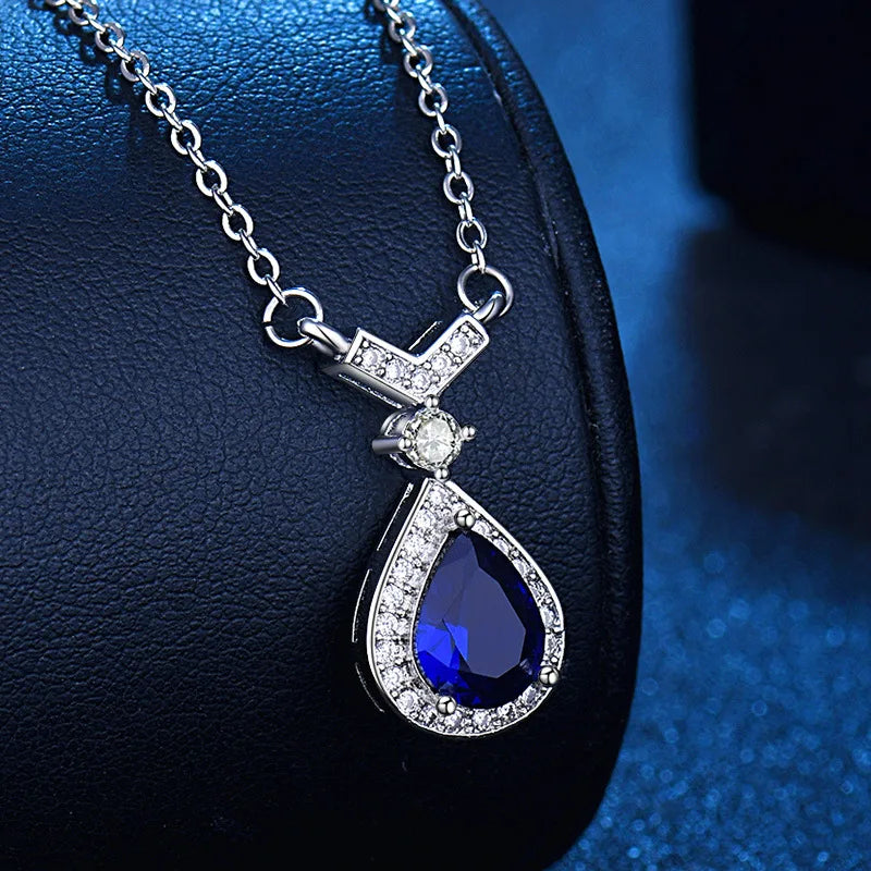 925 Sterling Silver Necklace Pendant sparkle Crystal For Women Fashion Jewelry Party Wedding Accessories Gifts