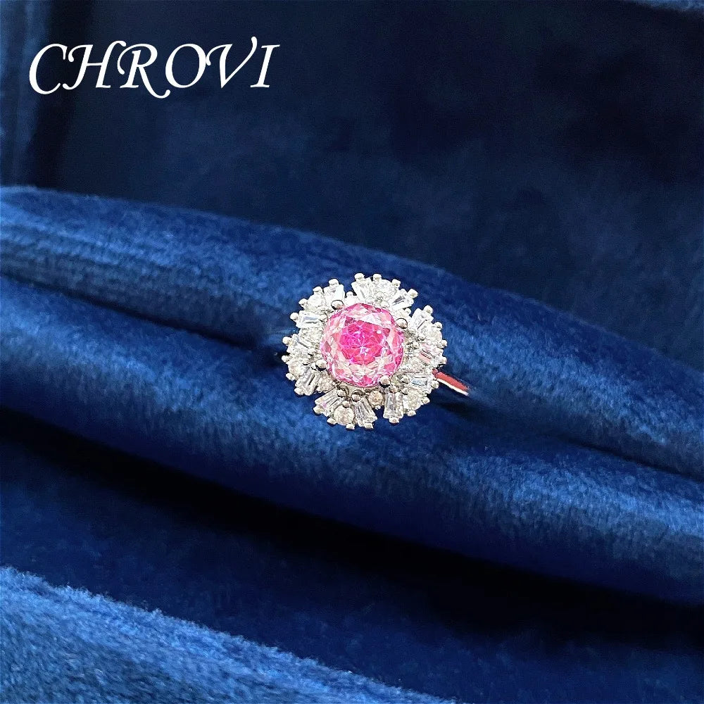 Light luxury 925 sterling silver octagonal millennium rose ring with high-grade square diamond women's ring