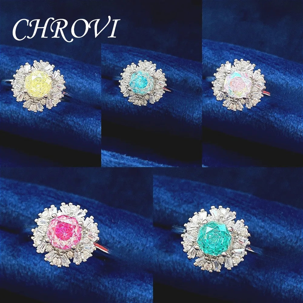 Light luxury 925 sterling silver octagonal millennium rose ring with high-grade square diamond women's ring
