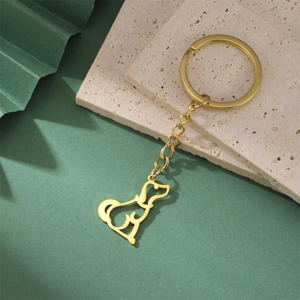 Cute Dog Samoye Keychain for Women Men Stainless Steel Dachshund Puppy Animal Lovers Key Ring for Car Backpack  Jewelry Gifts