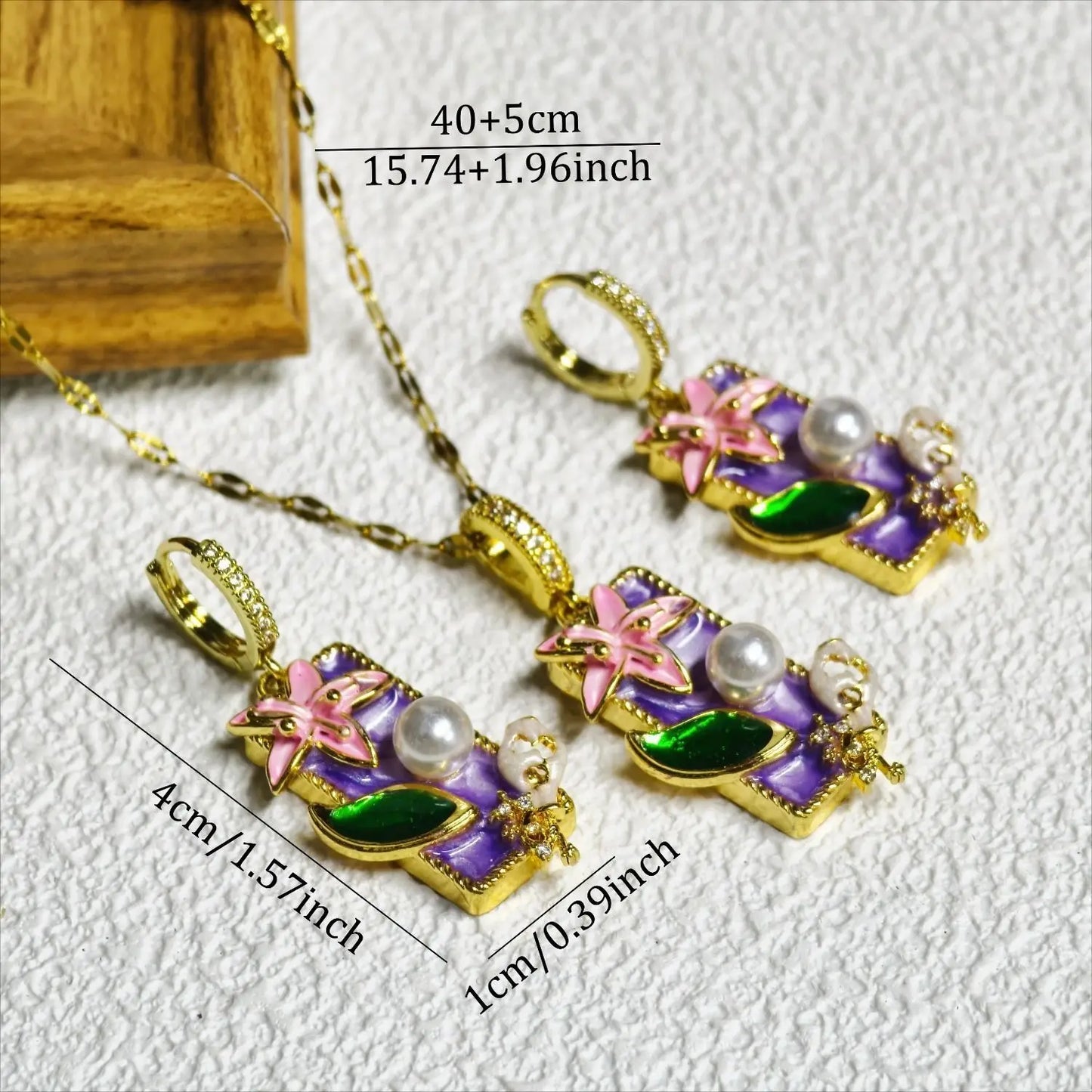 Purple, Blue and White Brand Vintage Oil Painting Style Titanium Steel Necklace Women's Pendant DIY Handmade Pendant Baroque New