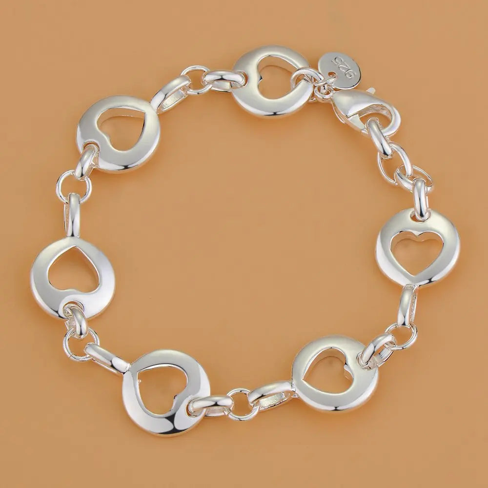 New 925 Sterling Silver Bracelet Heart High Quality Romance Chain For Women Fashion Engagement Party Wedding Jewelry Gift