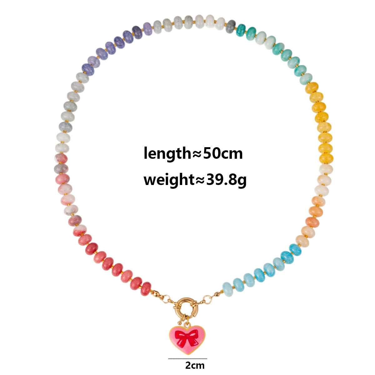 2026 Fashionable Trendy Summer Colorful Heart Beaded Necklace Colorful Beaded Necklace Back-to-School Season Gift