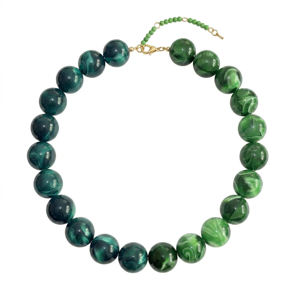 Double Color Round Beads Resin Necklace for Women Bohemian Style Waterproof Statement Choker Collar Necklaces Fashion Jewelry