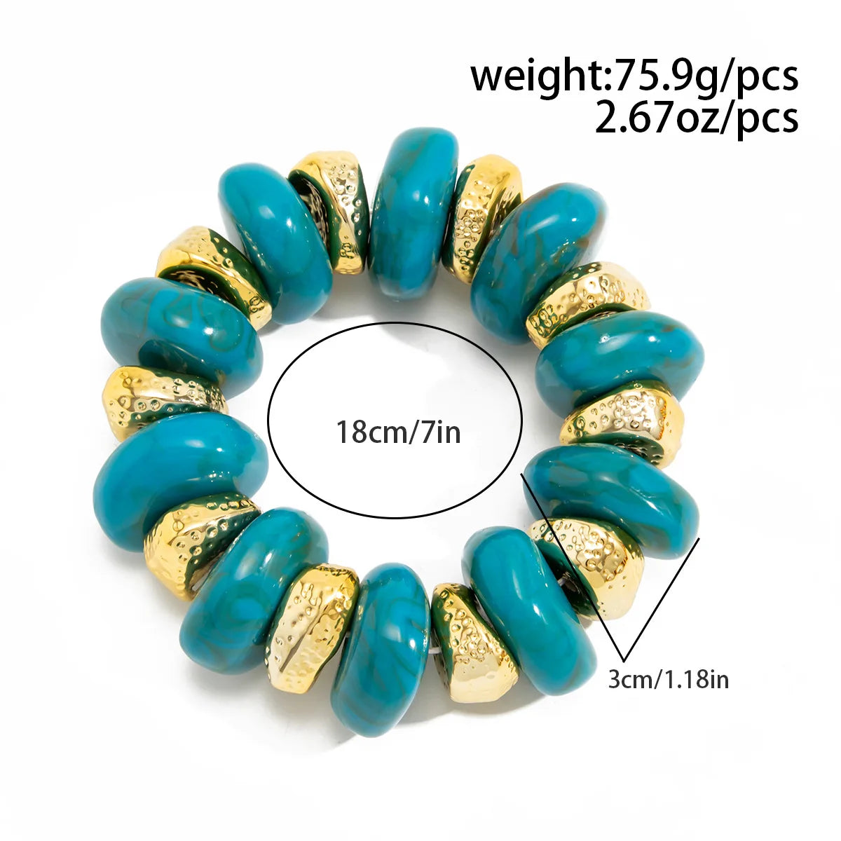 KMVEXO Bohemian Colorful Acrylic Beads Bracelet for Women New Trendy Resin Flat Round Elastic Bangles Statement Jewelry Gift