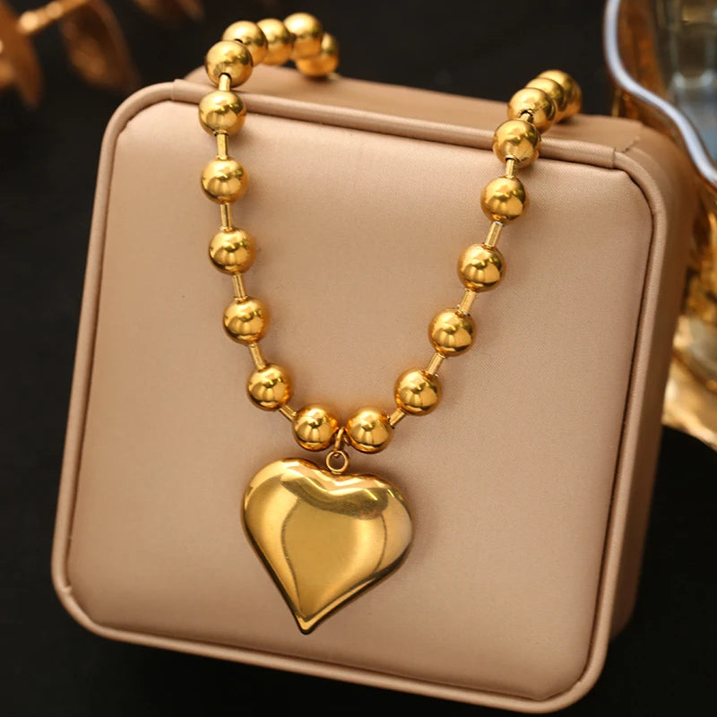 EILIECK 316L Stainless Steel Metal Cross Pendant Necklace For Women Trendy Gold Color OT Clasp Neck Chain Waterproof Jewelry