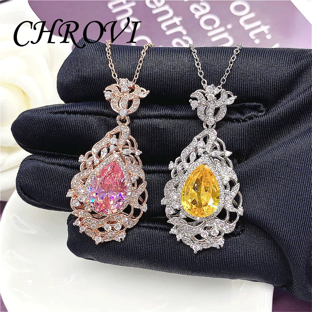 Luxury-Style 925 Sterling Silver Cherry Blossom Pink Zircon Necklace for Women - Retro Pendant Necklace