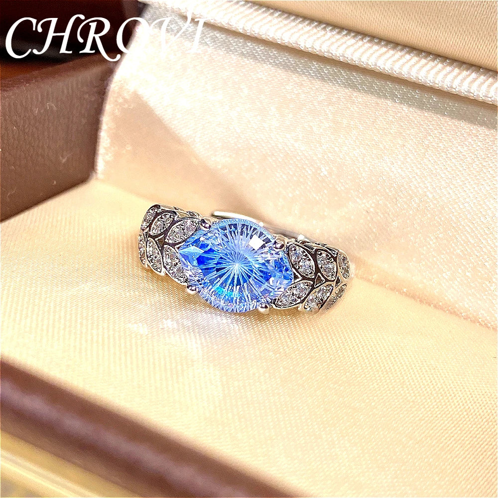 Luxury 925 Sterling Silver New Model Flashing Devil's Eye Ring High-End Fashion Micro-set Wheat-shaped Precious Gemstone Ring