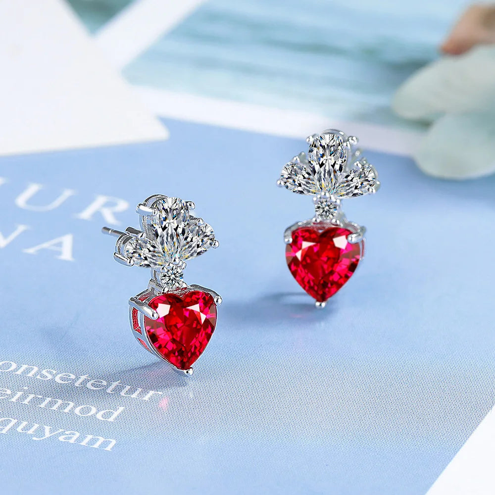 925 Sterling Silver Earrings High quality Heart sparkle 5A Zircon for Women Fashion Jewelry Wedding Engagement Party Gifts