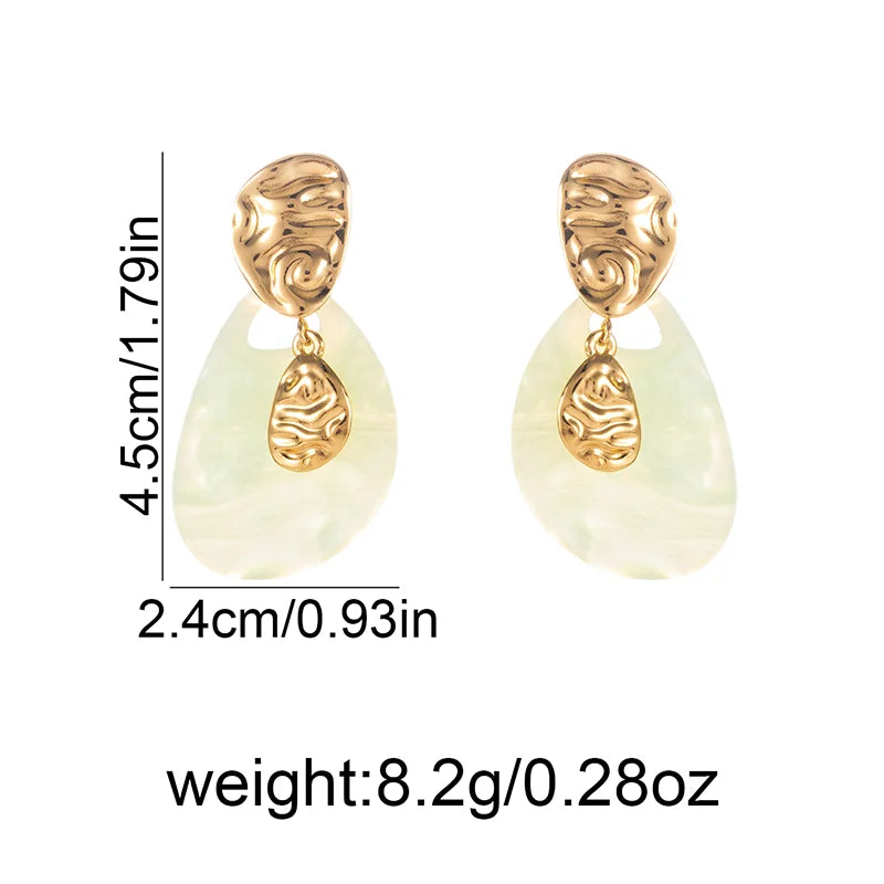 ANENJERY 316L Stainless Steel Irregular Waterdrop Twisted Stud Earrings For Women Temperament Luxury Niche Simple Jewelry Gift