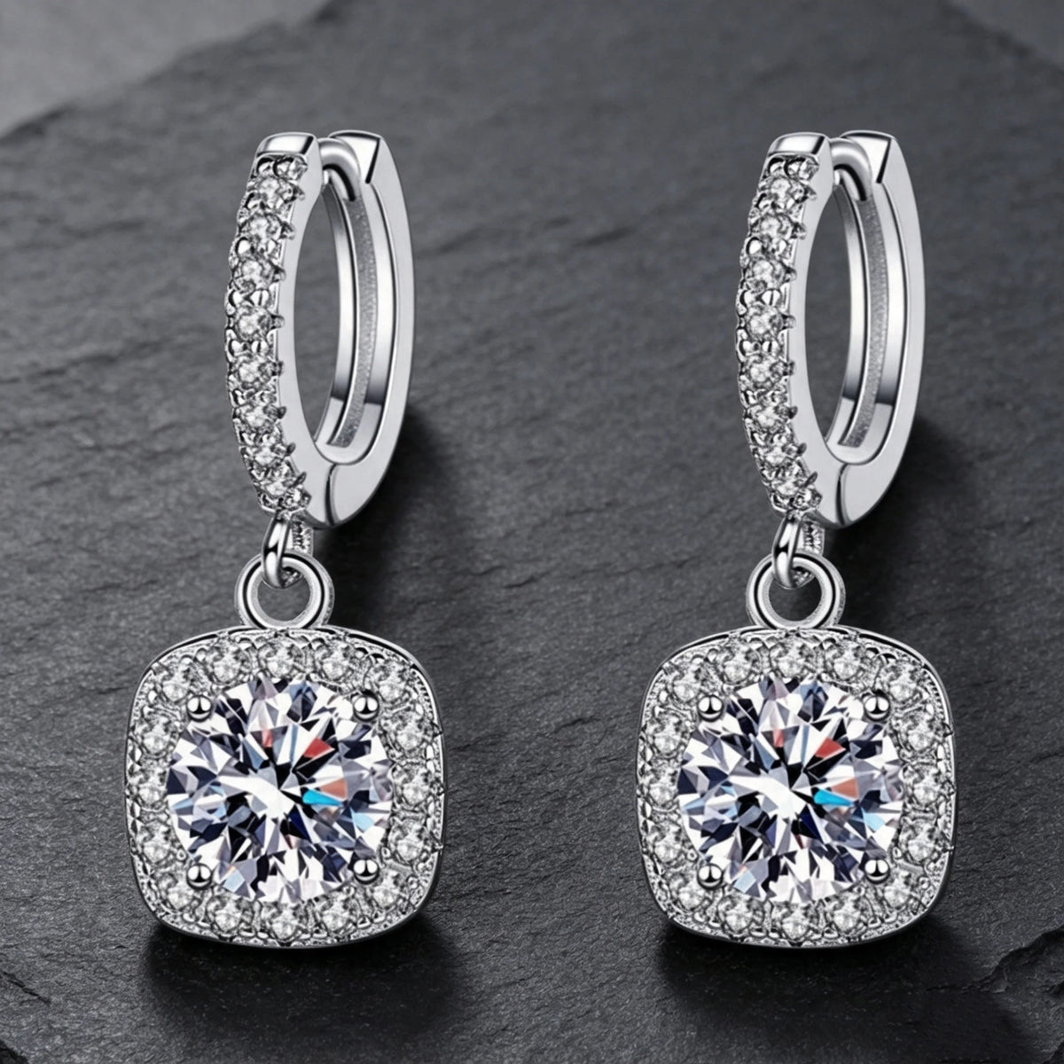 Fashion Luxury Charm Female Small Bag Full White Zircon Stone Drop Dangle Earrings Unique Silver Gold Color Jewelry For Women