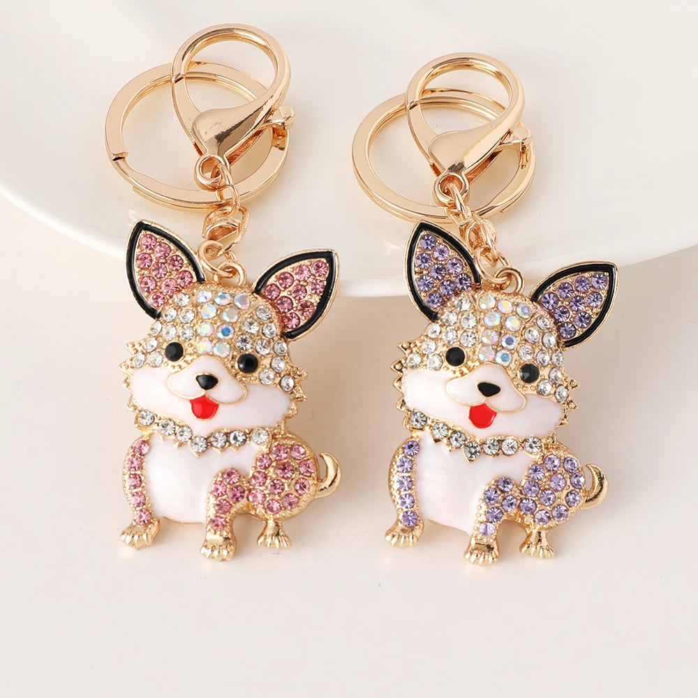 Corgi Key Chain Women's Handbag Pendant Car Key Ring Souvenir Gifts for Family and Friends Animal Cartoon Dog