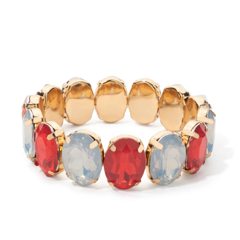 BEUTIFOR New Arrival 18mm Colorful Rhinestone Drop Bracelet for Women Gold Color Copper Prong Setting Crystal Jewelry