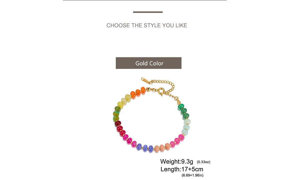 Delicate Colorful Natural Stone Bracelets For Women  Boho Beaded Bracelets Adjustable Chain Trendy Jewelry Gift Waterproof