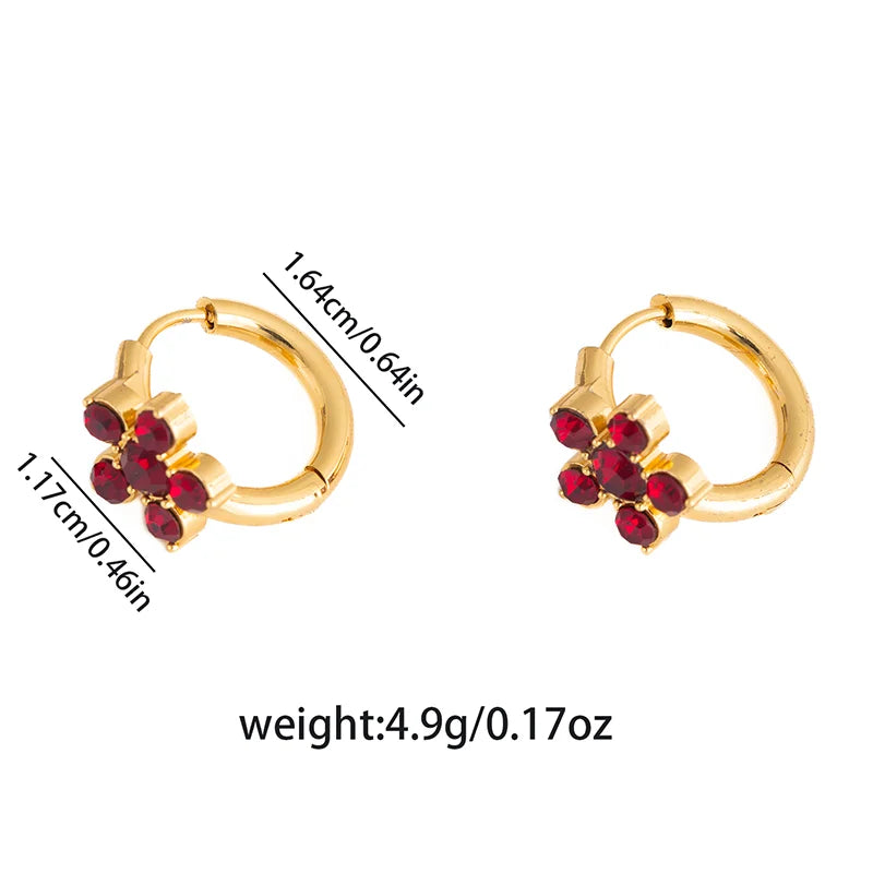 ANENJERY 316L Stainless Steel Colorful Zircon Flower Star Earrings For Women Men Personality French Party Jewelry Gift Wholesale