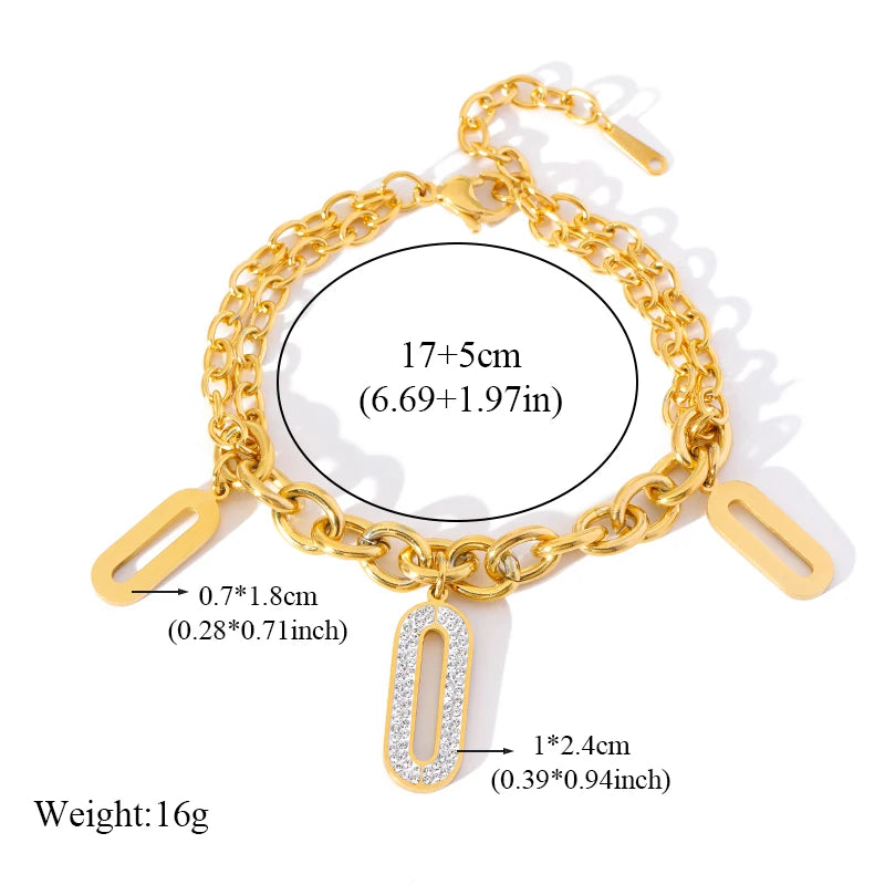 EILIECK Stainless Steel Reversible Heart Charm Bracelet For Women Trendy 18K Gold Plated Waterproof Wrist Chain Jewelry Gift