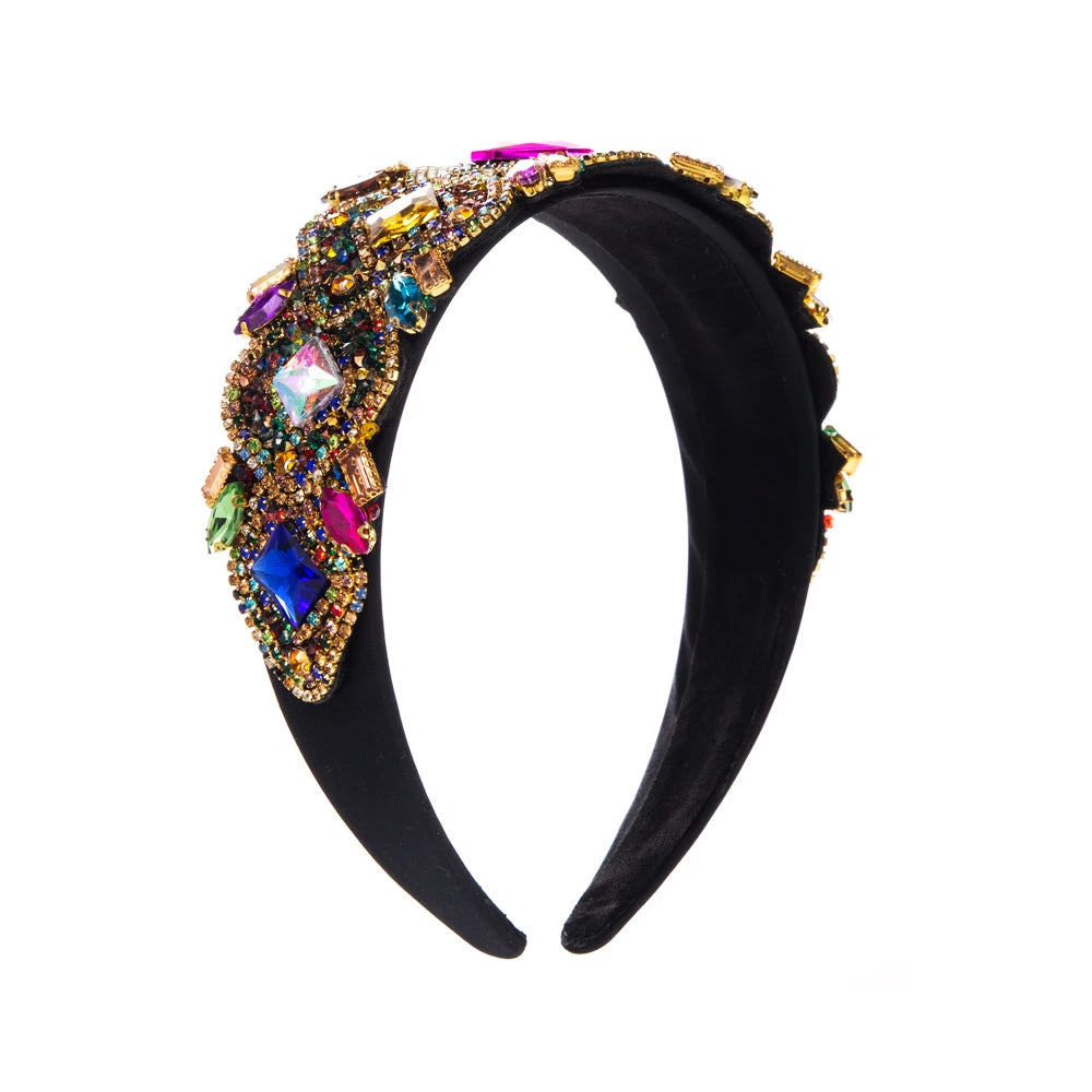 European and American New Heavy Industry Baroque Headband Inlaid With Rhinestones, Simple And Fashionable Wide Edge Headband