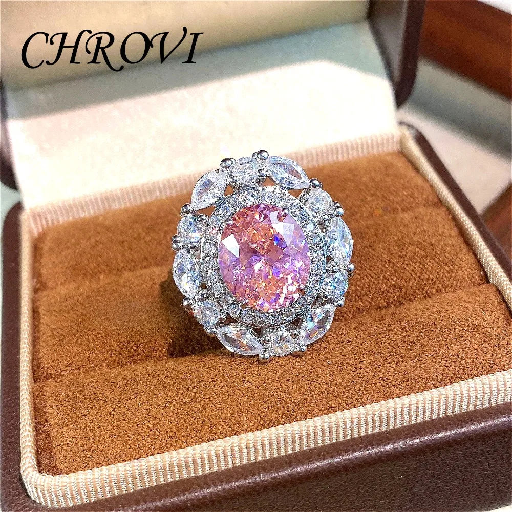 Fashionable Light Luxury 925 Sterling Silver Adjustable Gemstone Full Diamond Open Ring for Women, Versatile Millennial Style