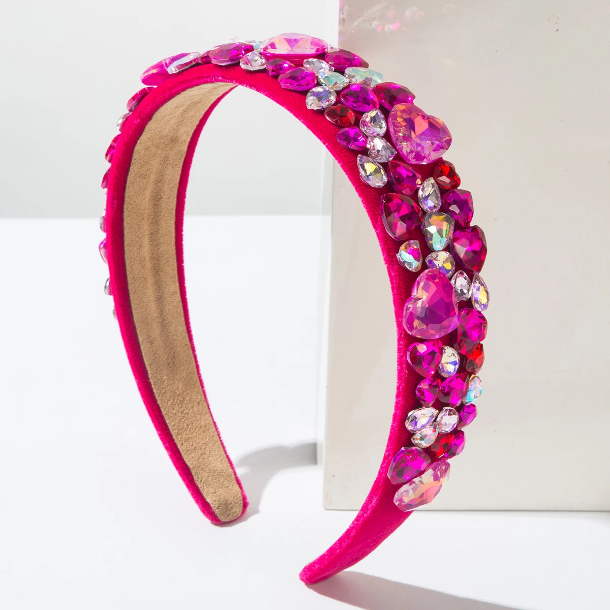 Cross Border New Valentine's Day Headband With Wide Edge, Colorful Heart, Full Drill Bit, Sweet and Versatile High-end Headband