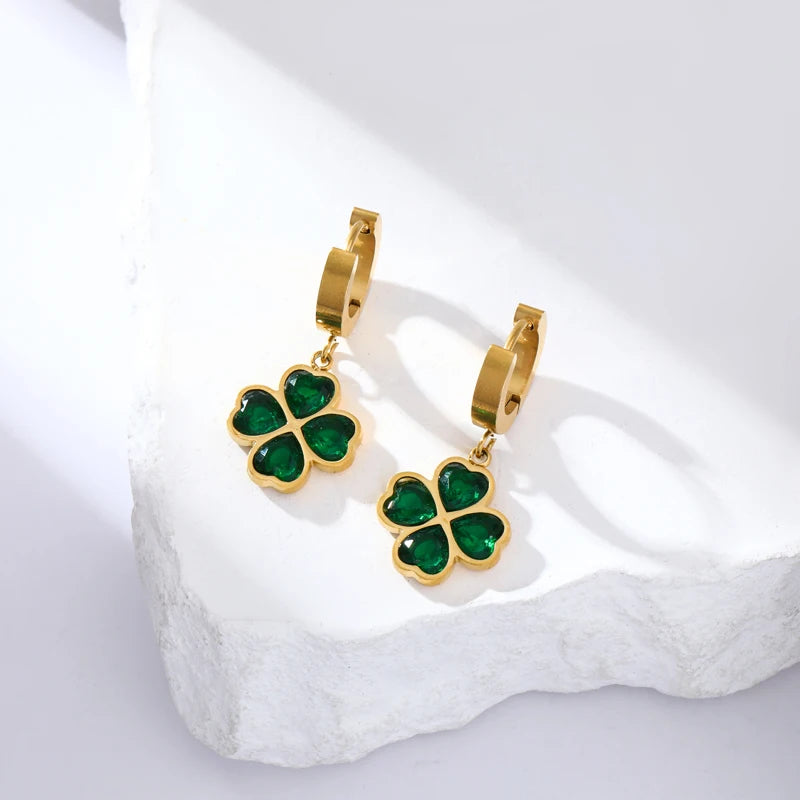 EILIECK 316L Stainless Steel Butterfly Heart Drop Earrings For Women Fashion New Ear Stud Gold-Plated Waterproof Jewelry Gift