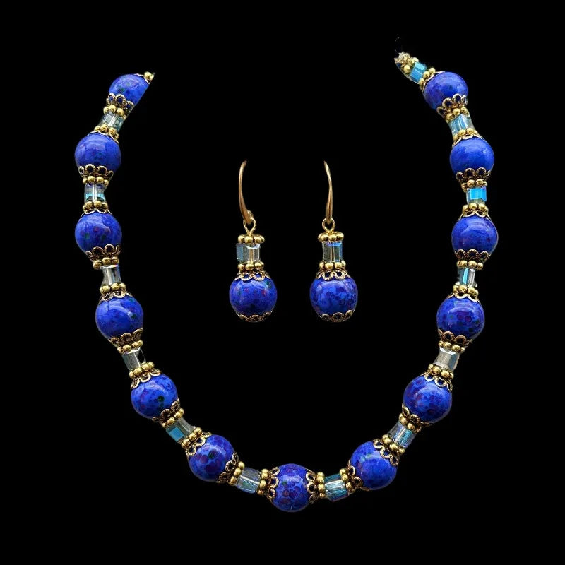 NISHIZAWA Blue Beads Women Earrings Geometric Vintage Palace Style Jewelry Luxury Fashion Elegant Versatile Aretes De Mujer