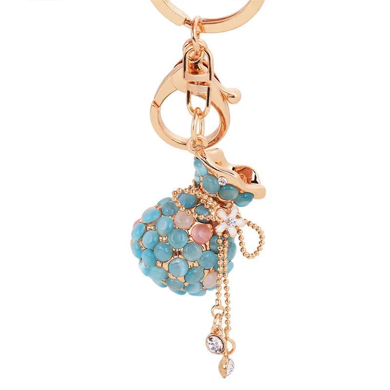 EASYA Rhinestone Opal Vase Keychain Crystal Purse Key Chains Ring Women Handbag Charm llavero CHY-2811