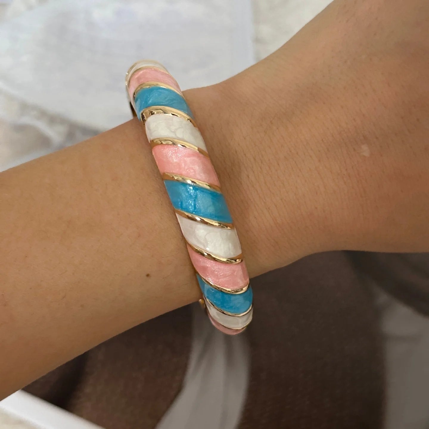 KMVEXO Colorful Enamel Resin Bamboo Bangle Geometry Bracelet for Women Gold Color Metal Bangles Trendy Love Jewelry