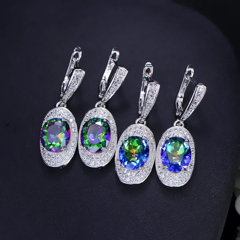ThreeGraces Luxury Mystic Rainbow Cubic Zirconia Stone Bridal Party Hoop Earrings for Women New Fashion Prom Jewelry E1427