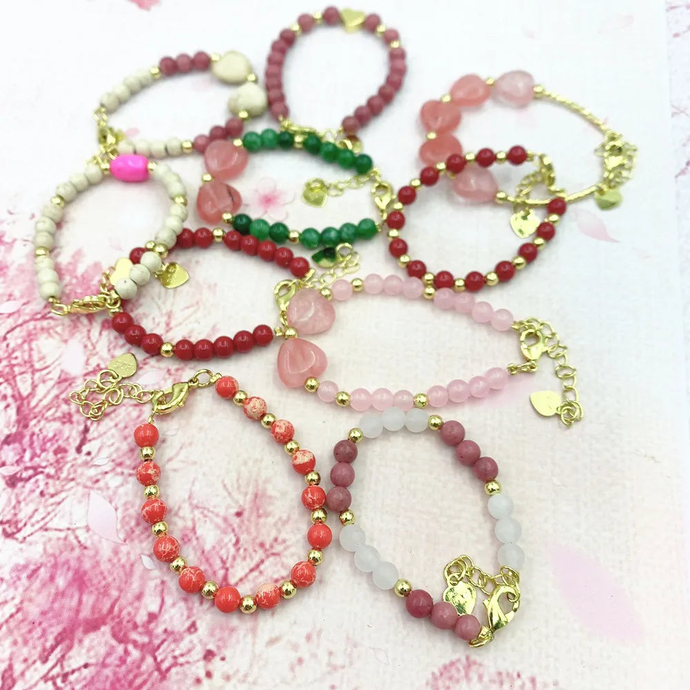 Lovely Fashion Natural Stone Bead Bracelet Baby Girls Lobster Clasp Accessories Girls Yoga Christmas Wedding Gift Jewelry Charm