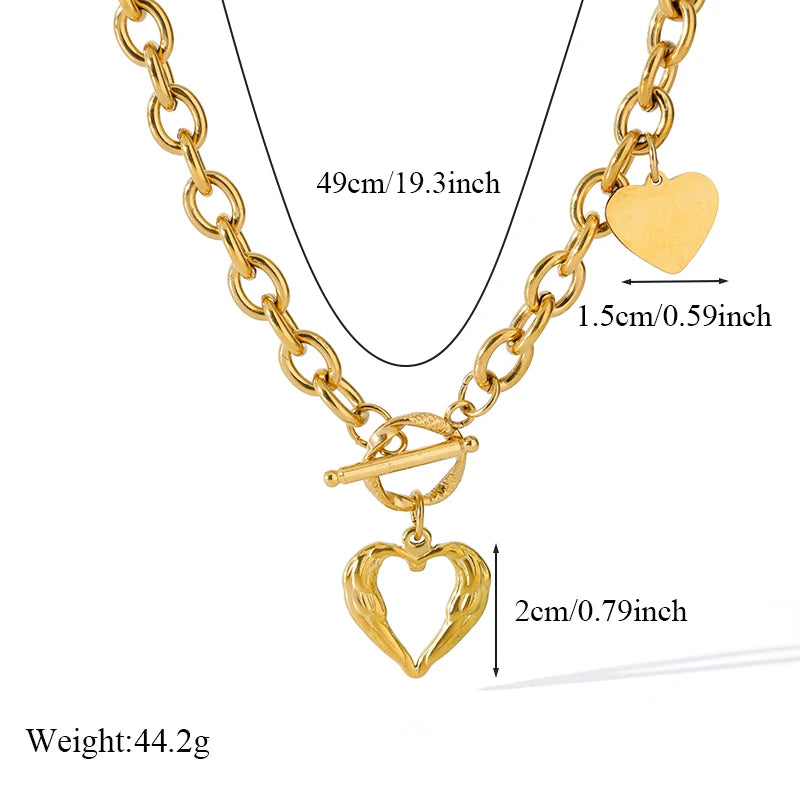 EILIECK 316L Stainless Steel Gold Color Portrait Coin Pendant Necklace For Women Fashion New Gift OT Buckle Neck Chain Jewelry