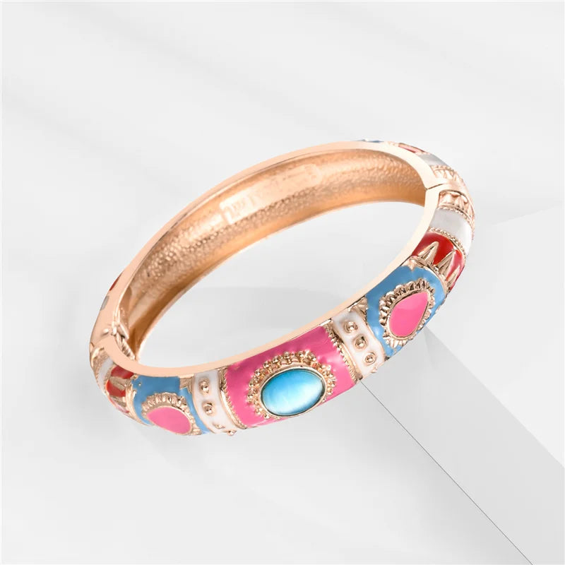 1/5 PCS Enamel Bracelet For Women Bangle On Hand Cloisonne Women's Hand Bracelets India African Jewelry Bohemian Designer Gifts
