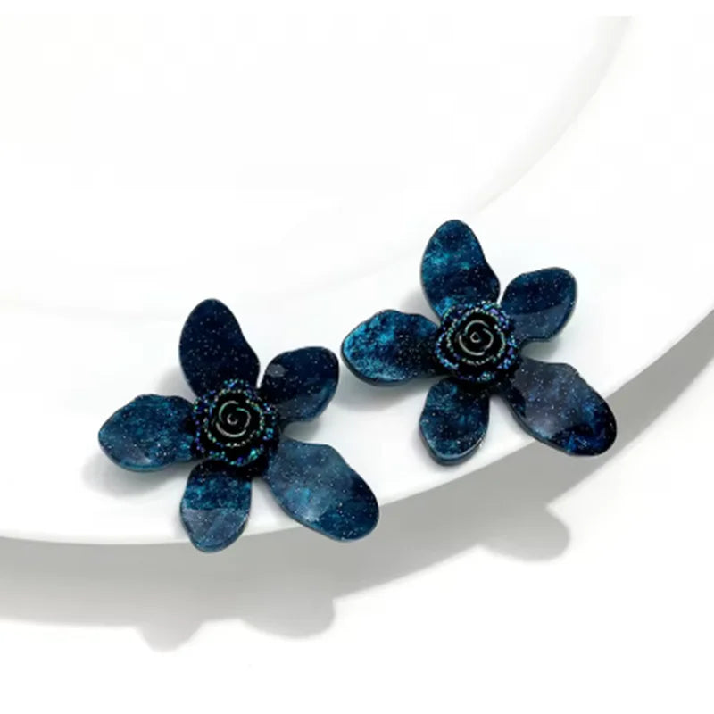 Cute Colorful Transparent Flower Stud Earrings Exquisite Resin Petal Earring for Women Party Jewelry Gifts