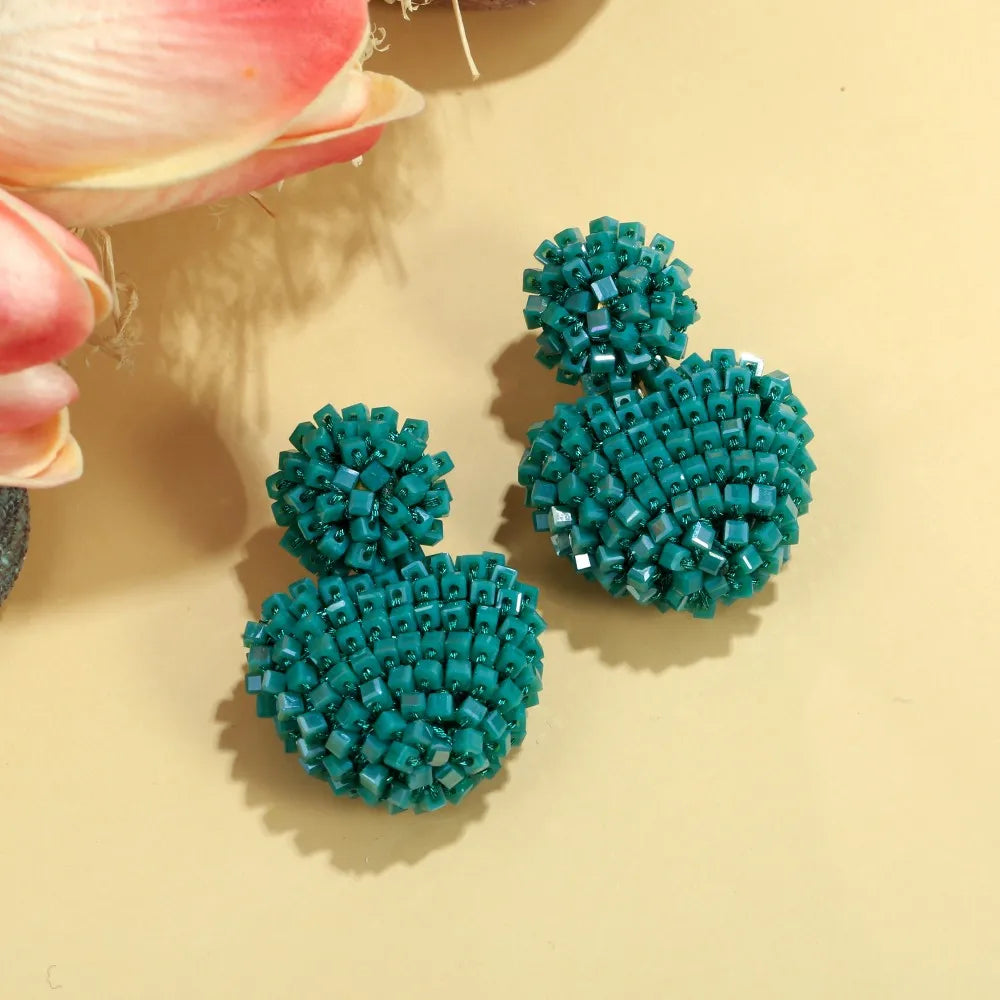 Badu Heart Shape Drop Earrings For Women Handmade Colorful Crystal Beads Big Statement Earrings Summer Party Jewelry Gifts