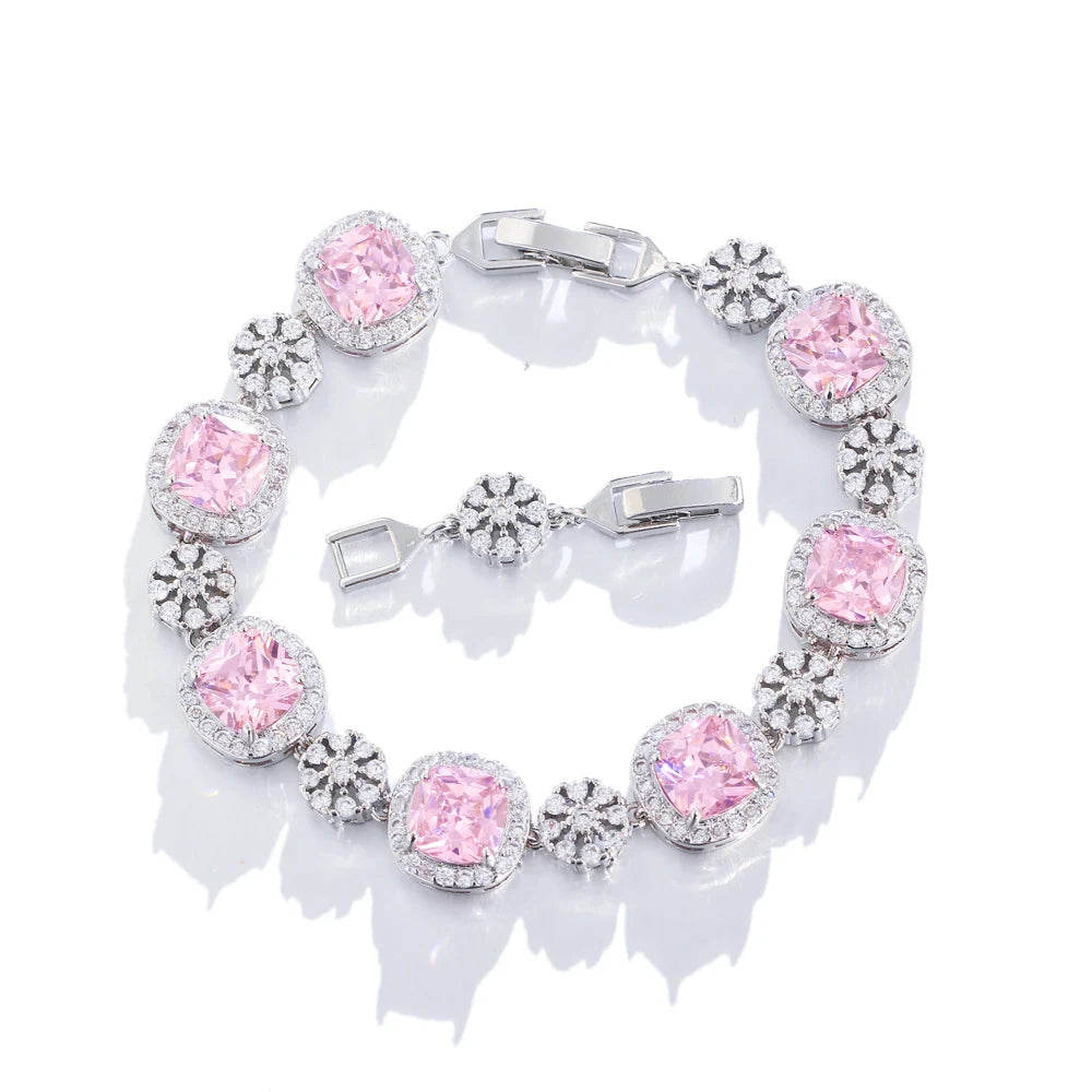 ThreeGraces Sparkly Yellow Cubic Zirconia Silver Color Geometric Square CZ Wedding Statement Bracelet for Women Jewelry BR295